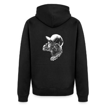 Cool Thug Monkey Head With Cap And Necklace Funny - Unisex Premium Organic Zip Hoodie - black - Back - Nico (187cm)