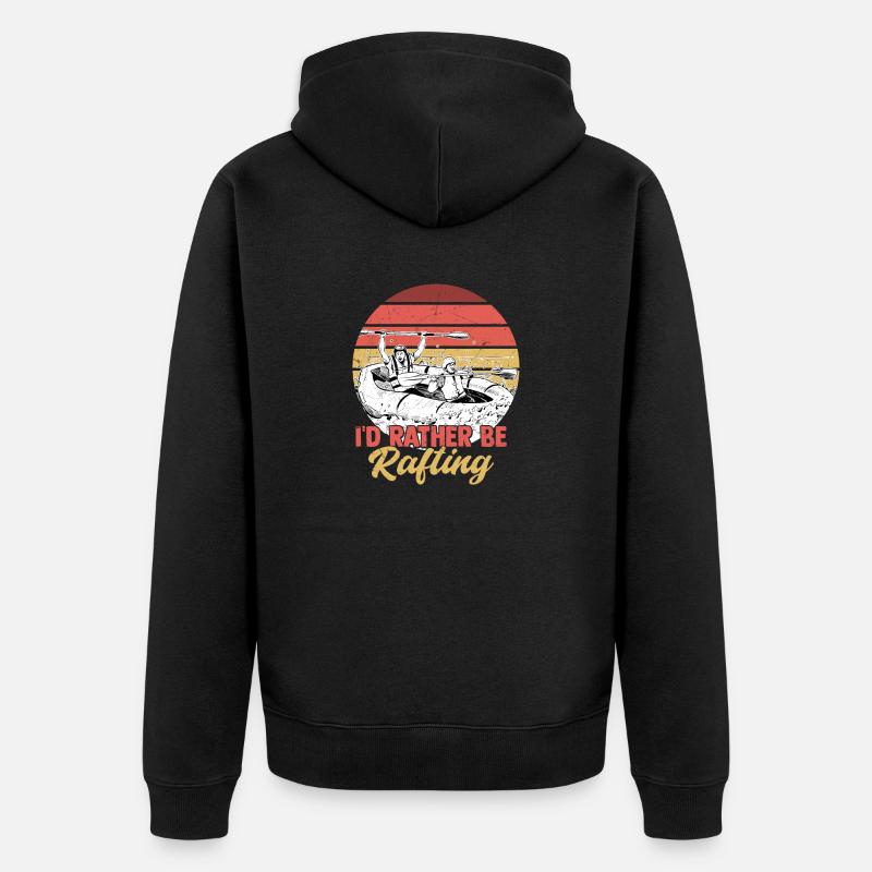I'd Rather Be Rafting Paddling - Unisex Premium Bio Zip Hoodie - Schwarz
