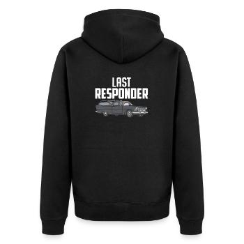 Last Responder Bestattung Begräbnis Lustige Einbalsamierung - Unisex Premium Bio Zip Hoodie - Schwarz - Hinten - Nico (187cm)