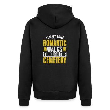 I Enjoy Long Romantic Walks Funny Embalming - Unisex Premium Organic Zip Hoodie - black - Back - Nico (187cm)
