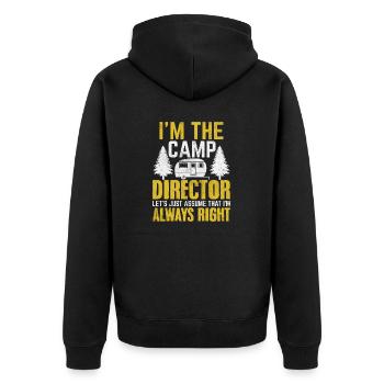 Ich bin der Camp-Direktor Lustiger Direktor Camping - Unisex Premium Bio Zip Hoodie - Schwarz - Hinten - Nico (187cm)
