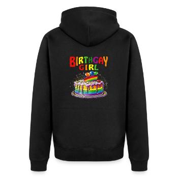 CAKE BIRTHGAY GIRL - Unisex Premium Organic Zip Hoodie - black - Back - Nico (187cm)