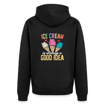 La crème glacée est toujours une bonne idée Drôle Sucré - Veste à capuche bio Premium Unisexe - noir - Dos - Nico (187cm)