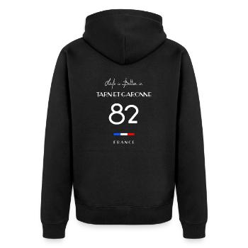 Leben im TARN-ET-GARONNE Nummer 82 Languedoc-Roussi - Unisex Premium Bio Zip Hoodie - Schwarz - Hinten - Nico (187cm)