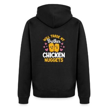 Chicken Nugget Liebhaber Chicken Nuggets - Unisex Premium Bio Zip Hoodie - Schwarz - Hinten - Nico (187cm)