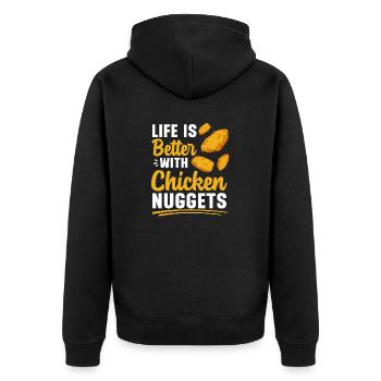 Chicken Nugget Liebhaber Chicken Nuggets - Unisex Premium Bio Zip Hoodie - Schwarz - Hinten - Nico (187cm)