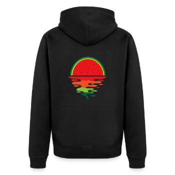Watermelon Sunset - Unisex Premium Bio Zip Hoodie - Schwarz - Hinten - Nico (187cm)