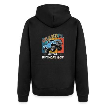 Opa der Birthday Boy Monster Truck Party - Unisex Premium Bio Zip Hoodie - Schwarz - Hinten - Nico (187cm)