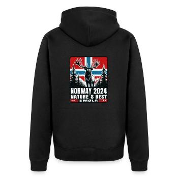 Norway 2024 Deer Moose Nature Smøla - Unisex Premium Organic Zip Hoodie - black - Back - Nico (187cm)
