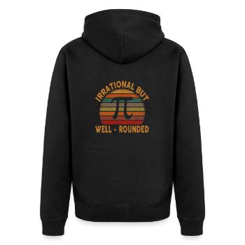 Retro Irrational But Well Rounded Pi Day - Unisex Premium Bio Zip Hoodie - Schwarz - Hinten - Nico (187cm)