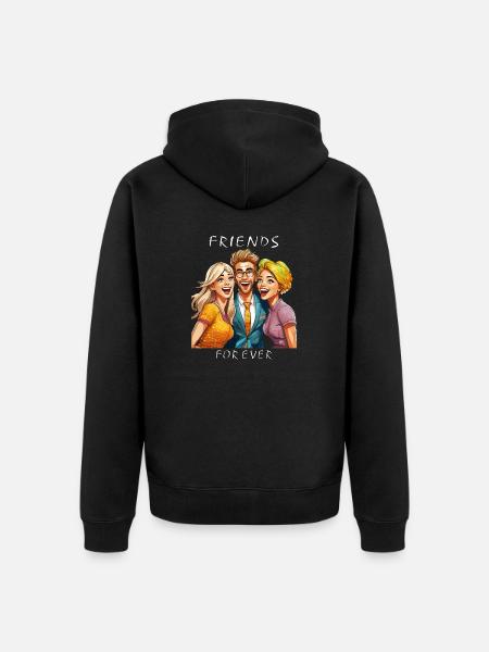 FREUNDE FRIENDS FOR EVER - Unisex Premium Organic Zip Hoodie - black