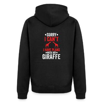 Sorry I Can't I have Plans With My Giraffe Animal - Unisex Premium Organic Zip Hoodie - black - Back - Nico (187cm)