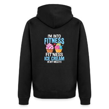 Ich stehe auf Fitness Lustiges Eis Frozen Dessert - Unisex Premium Bio Zip Hoodie - Schwarz - Hinten - Nico (187cm)