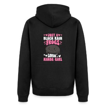 Black Rain Frog Breviceps Fuscus Frog - Unisex Premium Organic Zip Hoodie - black - Back - Nico (187cm)