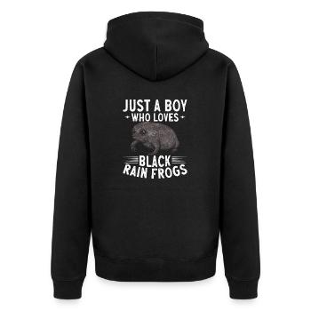 Black Rain Frog Breviceps Fuscus Frog - Unisex Premium Organic Zip Hoodie - black - Back - Nico (187cm)