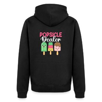 Eis am Stiel Händler Eis Pop Gefrorenes Dessert Lustiges Eis - Unisex Premium Bio Zip Hoodie - Schwarz - Hinten - Nico (187cm)