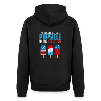 Du bringst mich zum Schmelzen wie ein Eis am Stiel am 4. - Unisex Premium Bio Zip Hoodie - Schwarz - Hinten - Nico (187cm)