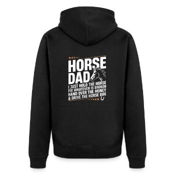 Cheval Papa Drôle Cavalier Cavalier Papa équestre - Veste à capuche bio Premium Unisexe - noir - Dos - Nico (187cm)