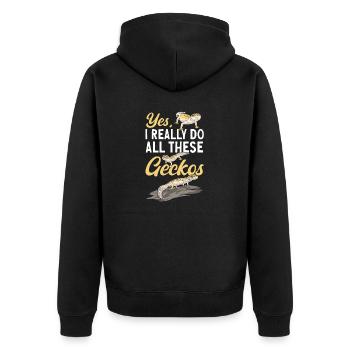 Leopard Gecko Reptile Pet Gecko - Unisex Premium Organic Zip Hoodie - black - Back - Nico (187cm)