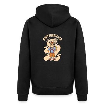 Hopfenkrieger Saufen Lustiges Bier Liebhaber Biert - Unisex Premium Bio Zip Hoodie - Schwarz - Hinten - Nico (187cm)