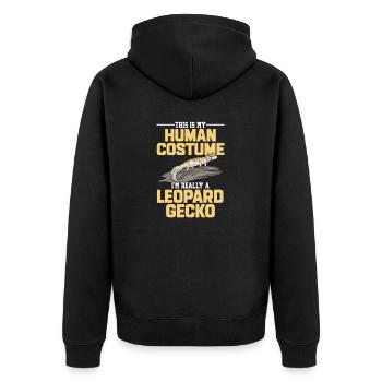 Leopardgecko Reptil Haustier Gecko - Unisex Premium Bio Zip Hoodie - Schwarz - Hinten - Nico (187cm)