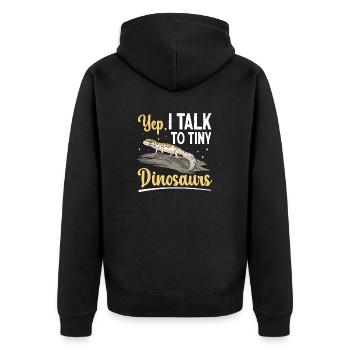 Leopardgecko Reptil Haustier Gecko - Unisex Premium Bio Zip Hoodie - Schwarz - Hinten - Nico (187cm)