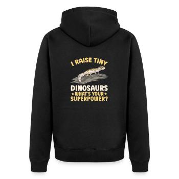Leopardgecko Reptil Haustier Gecko - Unisex Premium Bio Zip Hoodie - Schwarz - Hinten - Nico (187cm)