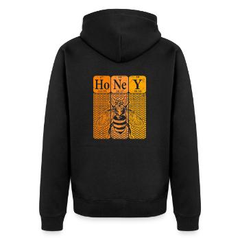 Honig Periodensystem Elemente Retro - Unisex Premium Bio Zip Hoodie - Schwarz - Hinten - Nico (187cm)
