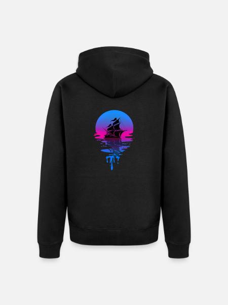 Sunset Pirate Ship - Unisex Premium Organic Zip Hoodie - black