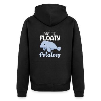 Sauvez les pommes de terre flottantes Funny Manatee Sea - Veste à capuche bio Premium Unisexe - noir - Dos - Nico (187cm)