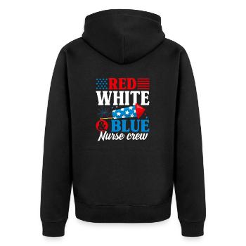 Rot Weiß Blau Krankenschwester Crew Patriotische Krankenschwester - Unisex Premium Bio Zip Hoodie - Schwarz - Hinten - Nico (187cm)