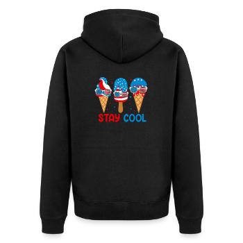 Restez au frais 4 juillet Ice Cream USA Drapeau Été - Veste à capuche bio Premium Unisexe - noir - Dos - Nico (187cm)