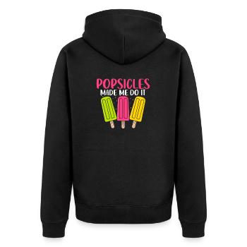 Funny Popsicle Summer Snacks Ice Pop Lolly Frozen - Unisex Premium Organic Zip Hoodie - black - Back - Nico (187cm)