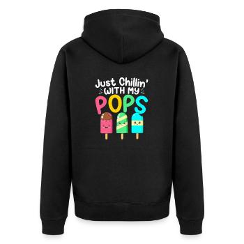 Chillin With My Pops Funny Popsicle Summer Snacks - Unisex Premium Organic Zip Hoodie - black - Back - Nico (187cm)