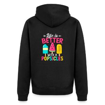 Lustige Eis am Stiel Liebhaber Sommer Snacks Eis am Stiel - Unisex Premium Bio Zip Hoodie - Schwarz - Hinten - Nico (187cm)