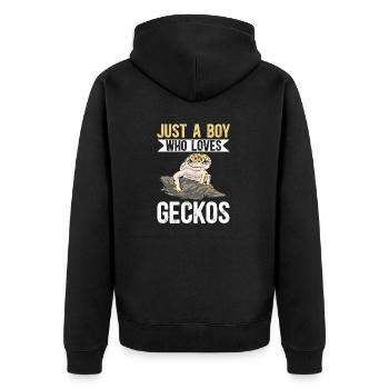 Leopardgecko Reptil Haustier Gecko - Unisex Premium Bio Zip Hoodie - Schwarz - Hinten - Nico (187cm)