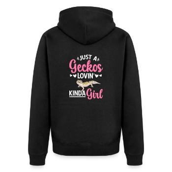 Leopard Gecko Reptile Pet Gecko - Unisex Premium Organic Zip Hoodie - black - Back - Nico (187cm)