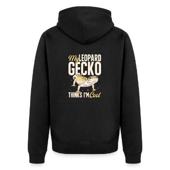 Leopard Gecko Reptile Pet Gecko - Unisex Premium Organic Zip Hoodie - black - Back - Nico (187cm)