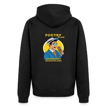 POETRY SLAM THOUGHTS FORM STORIES - Unisex Premium Organic Zip Hoodie - black - Back - Nico (187cm)