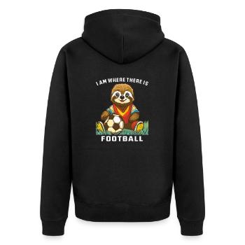 SLOTH I AM WHERE THERE IS FOOTBALL - Unisex Premium Organic Zip Hoodie - black - Back - Nico (187cm)