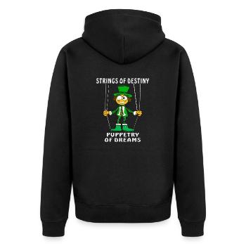 STRINGS OF DESTINY PUPPETRY OF DREAMS - Unisex Premium Bio Zip Hoodie - Schwarz - Hinten - Nico (187cm)