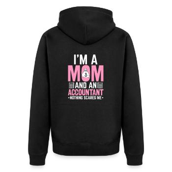 Ich bin eine Mutter und ein Buchhalter Lustige Mutter CPA - Unisex Premium Bio Zip Hoodie - Schwarz - Hinten - Nico (187cm)