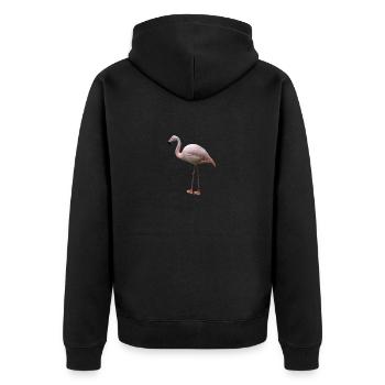 Real Pink Flamingo T-Shirt - Cool Wading Bird Pun - Unisex Premium Organic Zip Hoodie - black - Back - Nico (187cm)