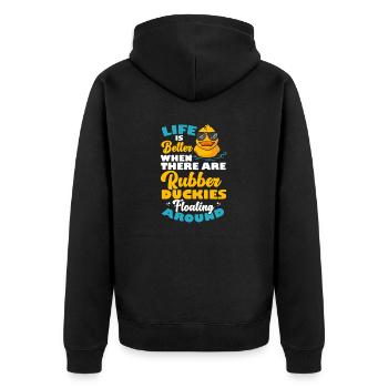 Rubber Duck Rubber Duck - Unisex Premium Organic Zip Hoodie - black - Back - Nico (187cm)
