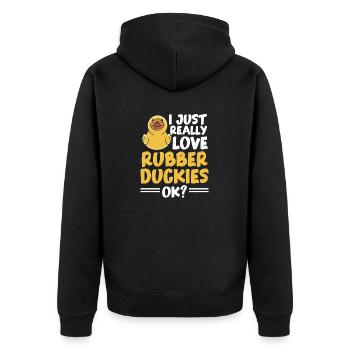 Rubber Duck Rubber Duck - Unisex Premium Organic Zip Hoodie - black - Back - Nico (187cm)