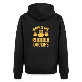 Rubber Duck Rubber Duck - Unisex Premium Organic Zip Hoodie - black - Back - Nico (187cm)