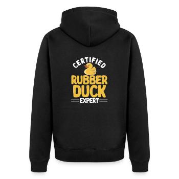 Rubber Duck Rubber Duck - Unisex Premium Organic Zip Hoodie - black - Back - Nico (187cm)