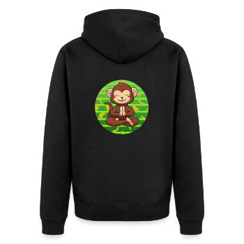 Yoga Monkey Zoo Om Meditating - Unisex Premium Organic Zip Hoodie - black - Back - Nico (187cm)