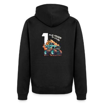 1 Jahr alt & bereit zum Zerquetschen - 1. Geburtstagskind - Unisex Premium Bio Zip Hoodie - Schwarz - Hinten - Nico (187cm)