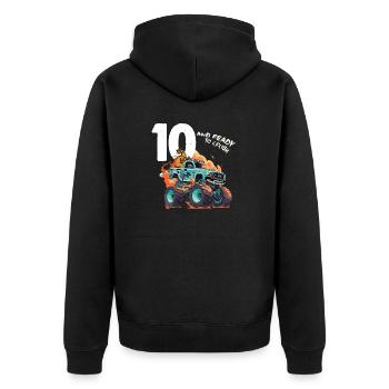 10. Geburtstag Jungs, 10 und bereit, Monster zu vernichten - Unisex Premium Bio Zip Hoodie - Schwarz - Hinten - Nico (187cm)